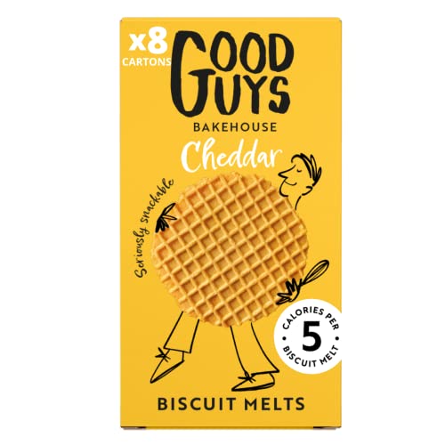 NEU! Good Guys Bakehouse cheese low calorie crispy crackers, kalorienarme snacks, proteinhaltiger, kaesiger, knuspriger Genuss 8x50g Paeckchen - 39 biscuits pro Paeckchen von Good Guys Bakehouse