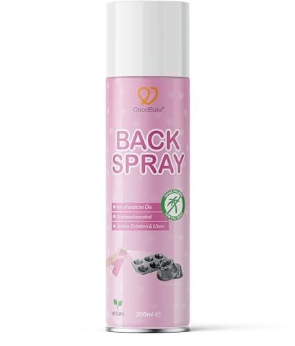 GoodBake Back-Spray – 200ml – Backtrenn-Spray/Trenn-Spray – aus pflanzlichem Öl zum Einfetten von Backformen, Backblechen, Waffeleisen, Pfannen uvm! von GoodBake