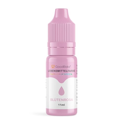 GoodBake Lebensmittelfarbe Pastell Blütenrosa (11 ml) – hochdosierte Lebensmittelfarbe - zum Einfärben von Torten, Fondant, Buttercreme, Macarons Getränke, Schleim uvm. 100% vegan von GoodBake