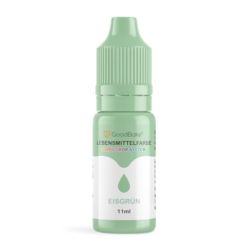 GoodBake Lebensmittelfarbe Pastell Eisgrün (11 ml) – hochdosierte Lebensmittelfarbe - zum Einfärben von Torten, Fondant, Buttercreme, Macarons Getränke, Schleim uvm. 100% vegan von GoodBake