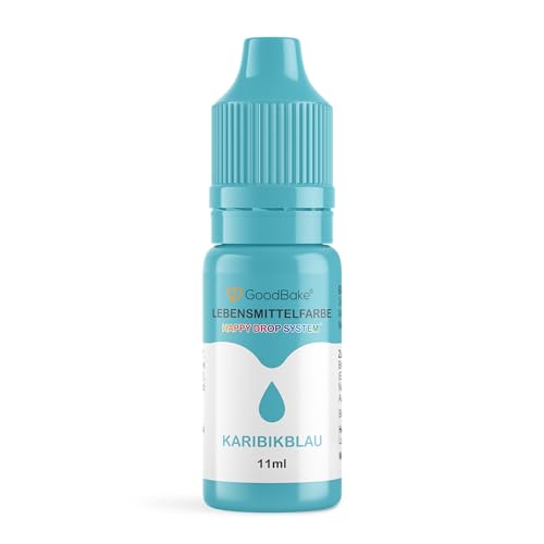 GoodBake Lebensmittelfarbe Pastell Karibikblau (11 ml) – hochdosierte Lebensmittelfarbe - zum Einfärben von Torten, Fondant, Buttercreme, Macarons Getränke, Schleim uvm. 100% vegan von GoodBake