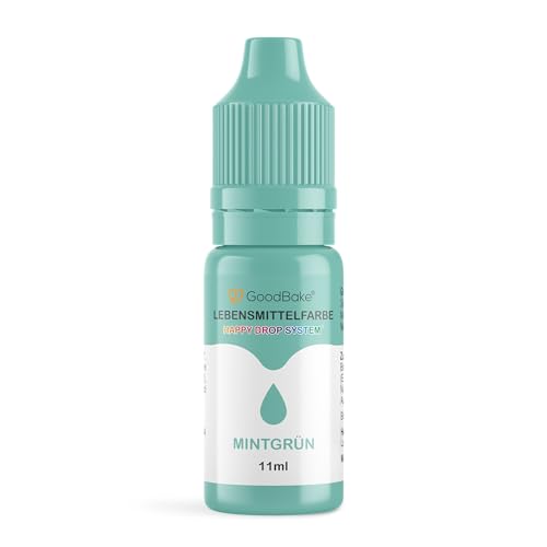 GoodBake Lebensmittelfarbe Pastell Mintgrün (11 ml) – hochdosierte Lebensmittelfarbe - zum Einfärben von Torten, Fondant, Buttercreme, Macarons Getränke, Schleim uvm. 100% vegan von GoodBake