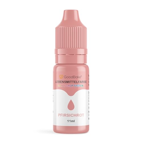 GoodBake Lebensmittelfarbe Pastell Pfirsichrot (11 ml) – hochdosierte Lebensmittelfarbe - zum Einfärben von Torten, Fondant, Buttercreme, Macarons Getränke, Schleim uvm. 100% vegan von GoodBake