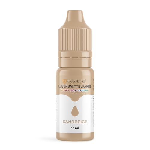 GoodBake Lebensmittelfarbe Pastell Sandbeige (11 ml) – hochdosierte Lebensmittelfarbe - zum Einfärben von Torten, Fondant, Buttercreme, Macarons Getränke, Schleim uvm. 100% vegan von GoodBake