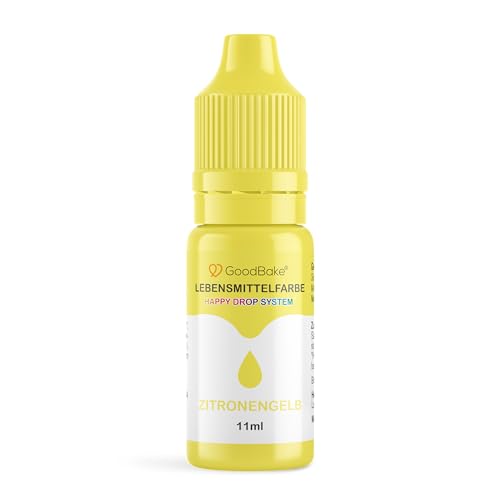 GoodBake Lebensmittelfarbe Pastell Zitronengelb (11 ml) – hochdosierte Lebensmittelfarbe - zum Einfärben von Torten, Fondant, Buttercreme, Macarons Getränke, Schleim uvm. 100% vegan von GoodBake