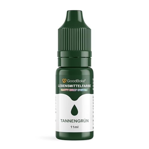 GoodBake Lebensmittelfarbe Tannengrün (11 ml) – intensive Lebensmittelfarbe – hochkonzentrierte Farbe - zum Einfärben von Torten, Fondant, Buttercreme, Getränke, Schleim uvm. 100% vegan von GoodBake