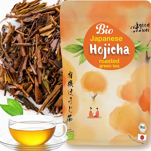 Bio Houjicha gerösteter Grüner Tee aus Japan | Traditionelle Grüntee Spezialität geröstet - Koffeinarm von Goodwei