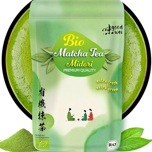 Bio Matcha Pulver - Premium Matcha Tee "Midori" - Grünteepulver ohne Zusätze, 100g von Goodwei