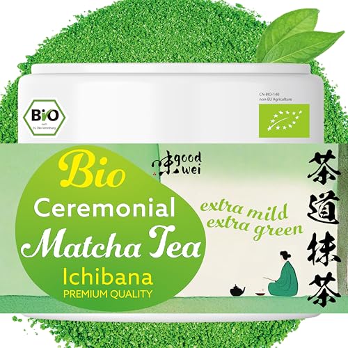 Goodwei Ceremonial Matcha Ichibana - Reines Bio Matcha Pulver aus erster Pflückung in echter Zeremoniequalität von Goodwei