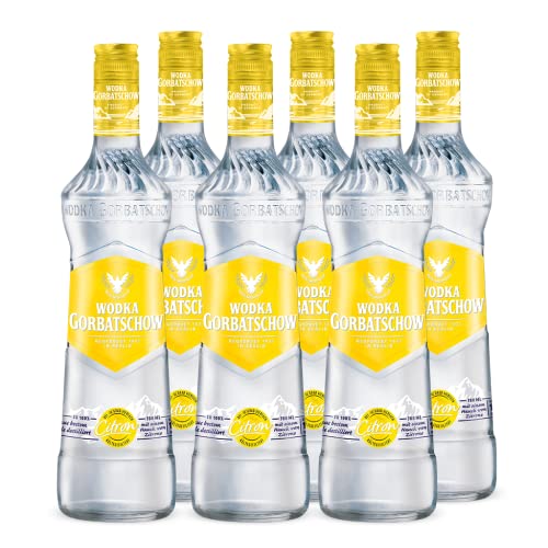 6x 0,7l Wodka Gorbatschow Citron 37,5 Prozent vol. - Eiskalt, glasklar und absolut rein - Premium Vodka mit Zitronengeschmack, Lemon flavored Wodka - für Longdrinks, Cocktails oder als Shot von Gorbatschow