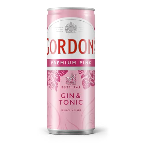 Gordon's Premium Pink Distilled Gin & Tonic Water | Erfrischendes Mixgetränk | Trinkfertige Dose für unterwegs & gesellige Events | 10% vol | | 1 x 250 ml EINWEG Dose | von Gordon's