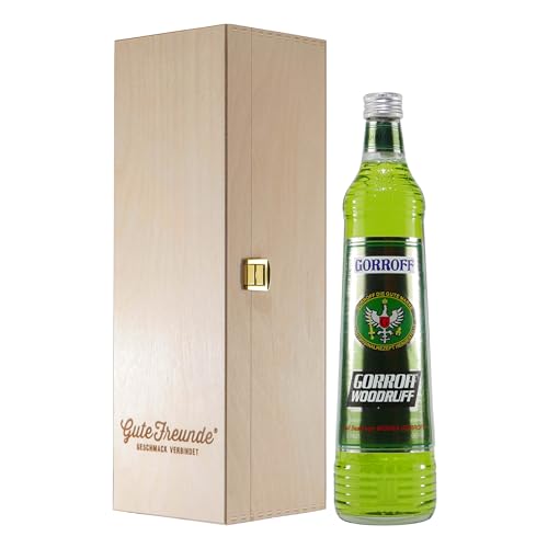 Gorroff Woodruff Likör und Wodka mit Geschenk-Holzkiste von Gorroff