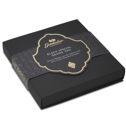 Gottlieber Premium-Hüppen «Black Special Grand Cru» mit 60% Cacao Nacional Ecuador (Waffelröllchen mit Cremefüllung mit dunkler Schokolade) 130g (31000423) von Gottlieber Spezialitäten AG