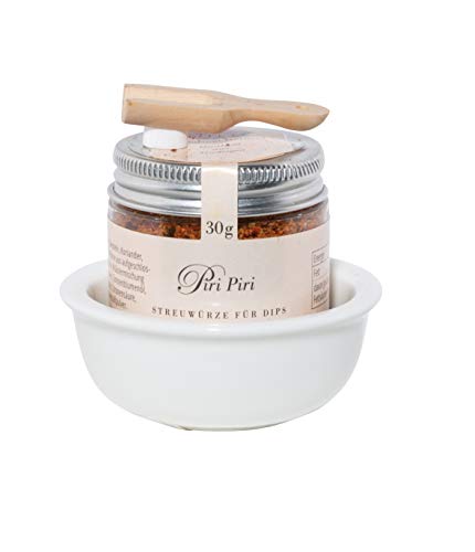 PPS-8 Gourmet Berner - Porzellanschale Präsent "PIRI PIRI" Dip im 30g PET in Porzellanschale & Deko- Holzschaufel, ORIGINAL-PREIS 5,95 € von Gourmet Berner