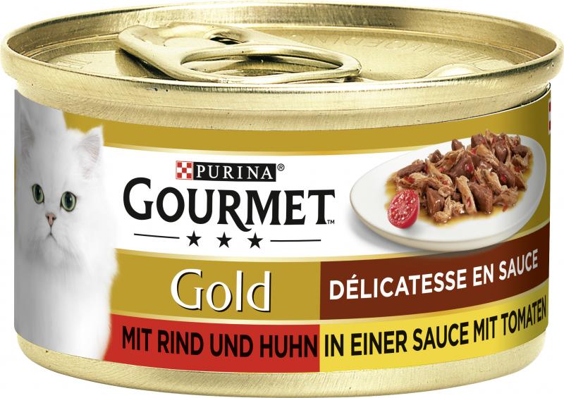 Purina Gourmet Gold mit Rind & Huhn in Sauce mit Tomaten von Gourmet