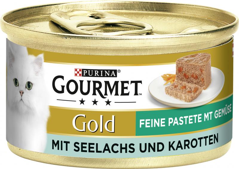 Purina Gourmet Gold Feine Pastete mit Gemüse mit Seelachs & Karotten von Gourmet