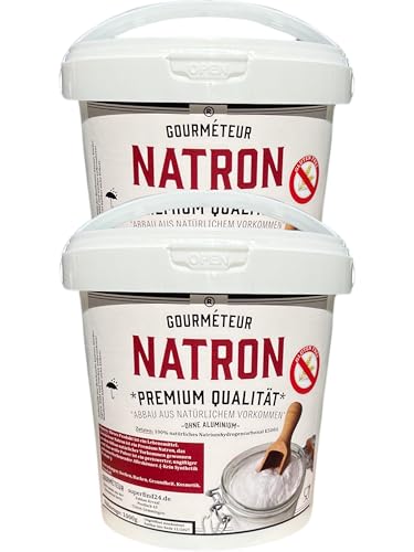 Natron Pulver von Gourmeteur aus natürlichem Vorkommen, 2x1 kg („nicht synthetisch“) für Kosmetik und die innere Anwendung geeignet. Lebensmittelqualität. von Gourmeteur