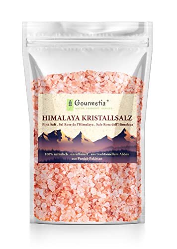 Gourmetia Himalaya Salz grob 1800g, Rosa Kristallsalz aus Punjab Pakistan, Steinsalz von Gourmetia