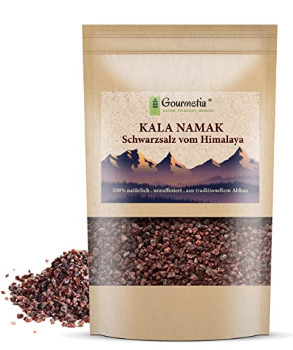 Gourmetia Kala Namak Salz grob 400g, naturbelassenes Schwarzsalz/Schwefelsalz aus Punjab Pakistan - auch als fein von Gourmetia