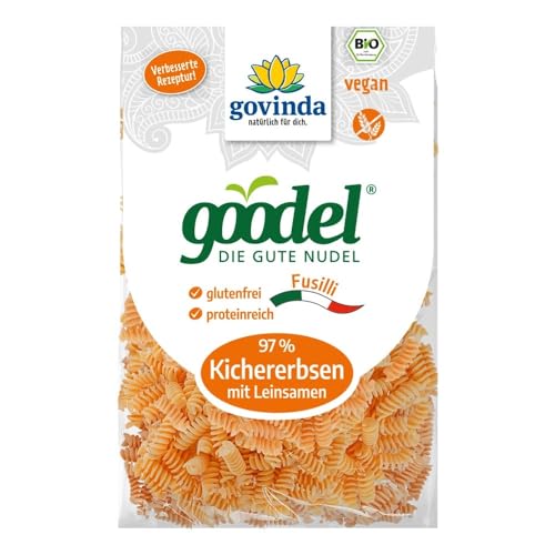 Govinda Goodel Nudeln, 97% Kichererbsen mit Leinsamen Fusilli, 250g (1) von Govinda