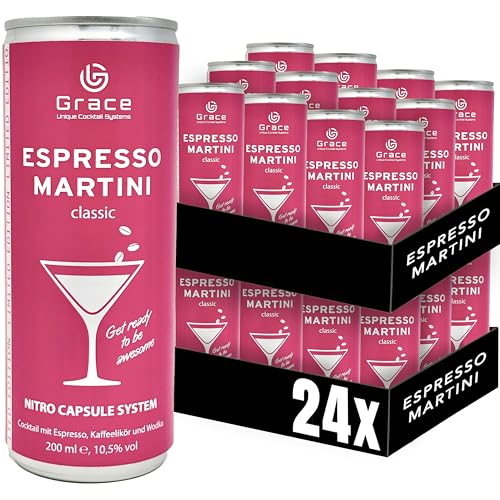 Grace Espresso Martini Dose Pink Edition (24 x 200 ml inkl. Pfand) – der legendäre Cocktail perfekt gemixt dank innovativem Kapselsystem – Kaffeelikör Espresso Martini von Grace Unique Cocktail Systems