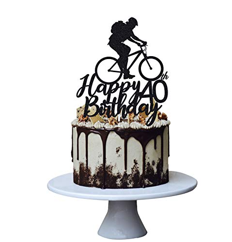 Kuchenaufsatz zum 40. Geburtstag, Motiv: Fahrrad zum 40. Geburtstag, handgefertigt, Schwarz von Grad Вao