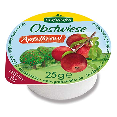 Grafschafter Goldwiese Apfelkraut, Brotaufstrich, Brot Apfel Aufstrich, Zuckerrüben Sirup, für Gastro, Hotel, Büro, Kantine, 80 Stück à 25 g von Grafschafter