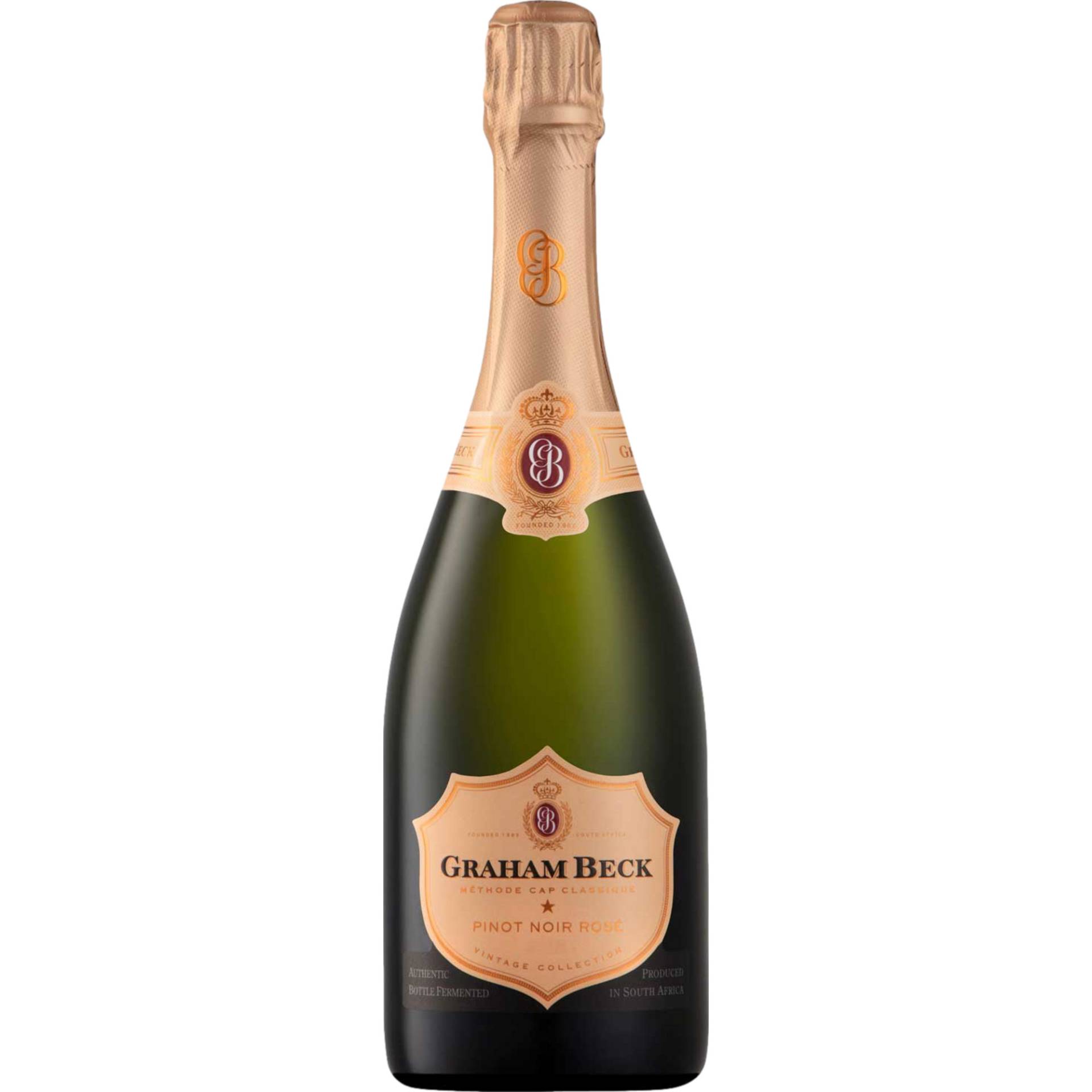 Graham Beck Cap Classique Pinot Noir Rosé, Brut, WO Western Cape, Western Cape, 2018, Schaumwein von Graham Beck, Scenic Cape Route R60, 6705 WO Robertson, Südafrika / CAPREO GmbH- Gildeweg 10- 46562 Voerde- Deutschland