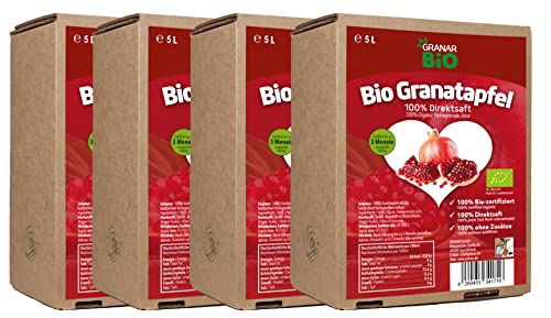 4 x 5 Liter Bio Granatapfel Direktsaft Muttersaft Granatapfelsaft von Granar Bio von Granar