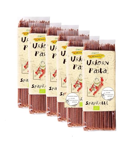 6x Grani Alimentari Urkorn-Spaghetti aus Vollkorn-Emmer - Bio 500g, feine Nudeln aus Italien, für Weizen-Sensitive geeignet, ideal auch für den Geschenkkorb von Grani Alimentari