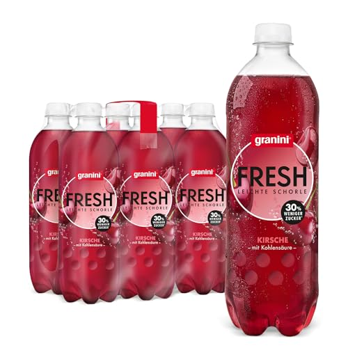 granini FRESH Kirsche (6 x 0,75l), Kirsch-Erfrischungsgetränk, mit Kohlensäure, echte Früchte, wenig Kalorien, ohne Süßungsmittel, vegan von Granini