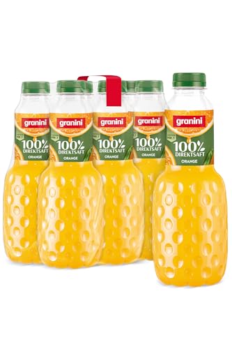 granini Trinkgenuss Direkt-Frucht-Saft, 100% Direktsaft Orange (6 x 1 l), 100% Fruchtgehalt, Orangensaft aus Direktsaft, ideal für Saftschorle, natürlich, vegan, mit Pfand von Granini