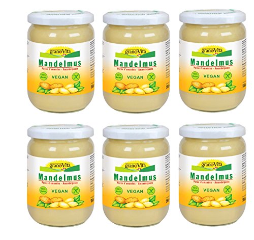 Mandelmus granoVita - 6x 550g - weißes Mandelmus - VEGAN von Granovita