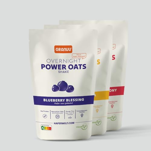 Granuu Overnight Power Oats Starter Pack (12 Packungen + 1 Gratis Shaker) - Bring Schwung in deinen Tag! von Granuu