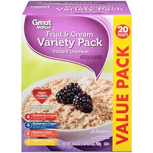 Great Value Frucht- und Cremearomatisierungssortiment Instant Oatmeal Value Pack, 35 ml, 20 Stück von Great Value