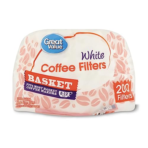 Premium White Basket Coffee Filter, 8-12 Cups, 200 Counts von Great Value