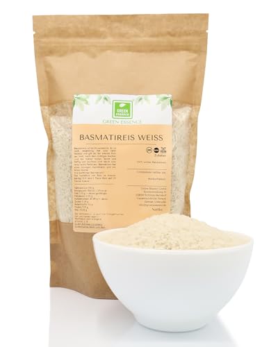 Basmatireis extra lang von der Grünen Essenz - Basmatireis für indische und orientalische Gerichte - Basmati-Reis lang - Indian Basmati Rice (1 Kilogramm) von Green Essence