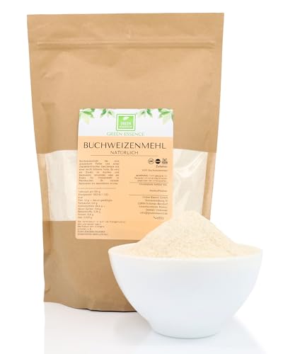 Buchweizenmehl von der Grünen Essenz - Vollkornmehl aus Buchweizen - Mehl zum Backen - Naturmehl für Pfannkuchen und Gebäck - Buckwheat Flour (1 Kilogramm) von Green Essence