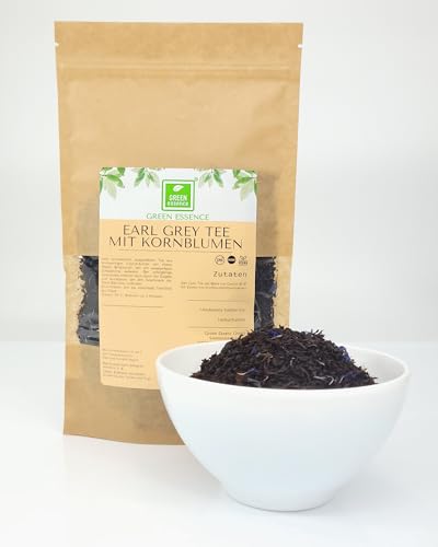 Earl Grey Tee - mit Kornblumen 250 g von der Grünen Essenz - Schwarzer Tee mit einem Hauch von Bergamotte - Ceylon Tee lose von hoher Qualität (250 Gramm) von Green Essence