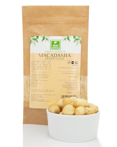 Ganze Macadamia Nüsse 250g von der Grünen Essenz | 100% Rohkost Macadamianüsse ungesalzen Macadamiakerne ohne Schale ungeröstet - Leckere Knabberei die leckersten Nüsse der Welt von Green Essence