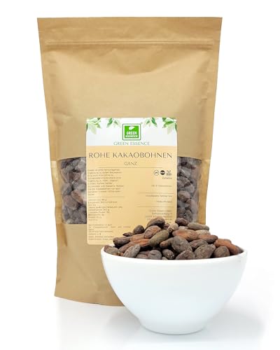 Kakaobohnen roh 500g von der Grünen Essenz - ohne Zusätze - ungeröstet - Kakao Beans - vegan - naturbelassen - für Schokolade ohne Zucker (500 Gramm) von Green Essence
