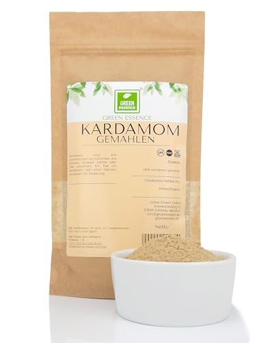 Kardamom grün gemahlen 100g von der Grünen Essenz | Premiumqualität Hochwertige gemahlene Kardamom Samen Kardamompulver Cardamom als Kardamom Tee oder als Gewürz von Green Essence