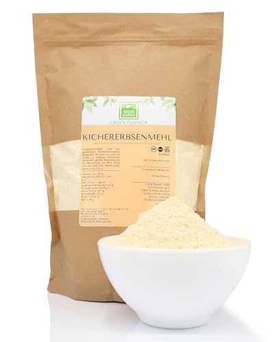 Kichererbsenmehl von der Grünen Essenz - Kichererbsen gemahlen ohne Zusätze – Falafelmehl - Kichererbsen getrocknet - Kichererbsenmehl (1 Kilogramm) von Green Essence