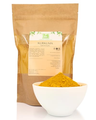 Kurkuma gemahlen von der Grünen Essenz - Kurkuma Gewürz – Curcuma Pulver - Golden Curcuma - Gemahlene Gelbwurzel (1 Kilogramm) von Green Essence