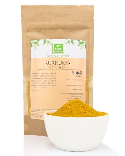 Kurkuma gemahlen von der Grünen Essenz - Kurkuma Gewürz – Curcuma Pulver - Golden Curcuma - Gemahlene Gelbwurzel (250 Gramm) von Green Essence