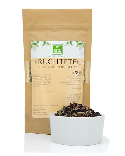 Linden-Himbeer Teemischung - Loser Früchtetee 100g von der Grünen Essenz - leckere Komposition der Tee-Mischung mit Himbeeren und Lindenkraut - Tee lose von hoher Qualität von Green Essence