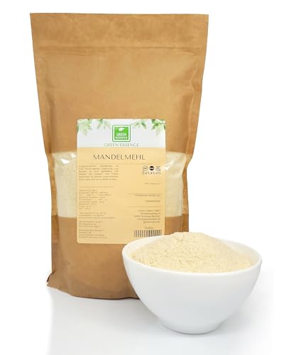 Mandelmehl 3kg (3x1kg) von der Grünen Essenz perfekte Ergänzung für Backwaren - naturbelassen - aus blanchierten Mandeln - low carb - keto mehl von gemahlenen Mandeln ohne Schale (3 Kg) von Green Essence