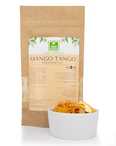 Mango Tango Früchteteemischung 100g von der Grünen Essenz - exotisches Geschmackserlebniss - aromatisierter Früchtetee mit Mango, Ananas, Orange und Safran - Mango Geschmack - lose Teemischung von Green Essence