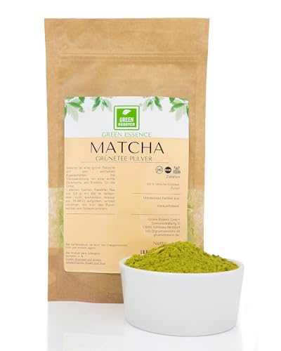 Matcha Pulver 100g von der Grünen Essenz - Matchapulver - Grünteepulver - Vegan - Matcha Tee für Matcha Latte und Smoothies - als grüner Shake oder zum backen von Green Essence