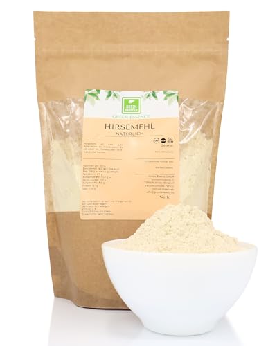 Natürliches Hirsemehl glutenfrei von der Grünen Essenz – Goldhirse – Hirse fein gemahlen - Braunhirse gemahlen glutenfrei - Millet Flour (1 Kilogramm) von Green Essence